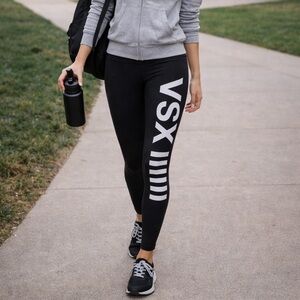 Victoria's Secret VSX Knockout Tight Black Leggings White Logo